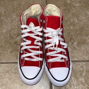 Red high top converse sneakers
